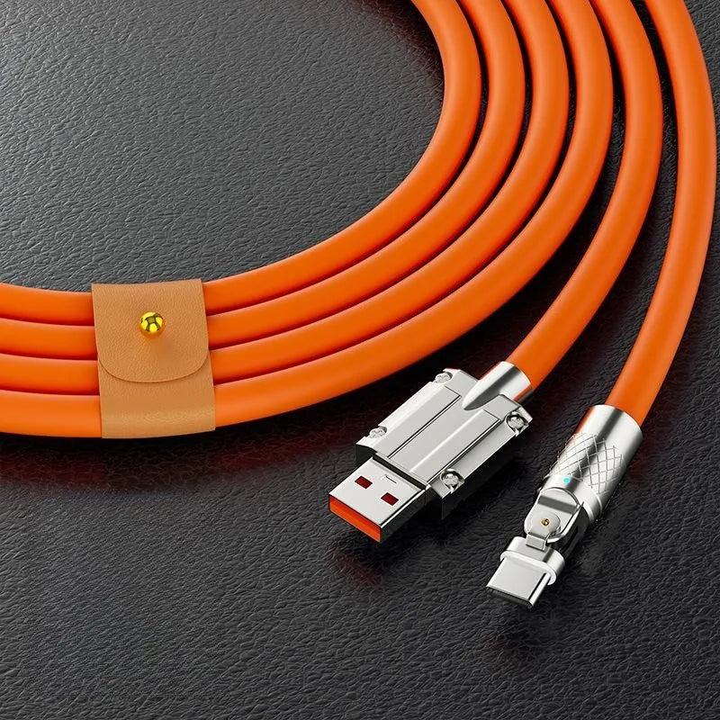 120W USB Type C Cable 180° Rotating 6A Cable Fast Charging Data Cable for Huawei Samsung Xiaomi Ipad Data Line PD USB to Type C